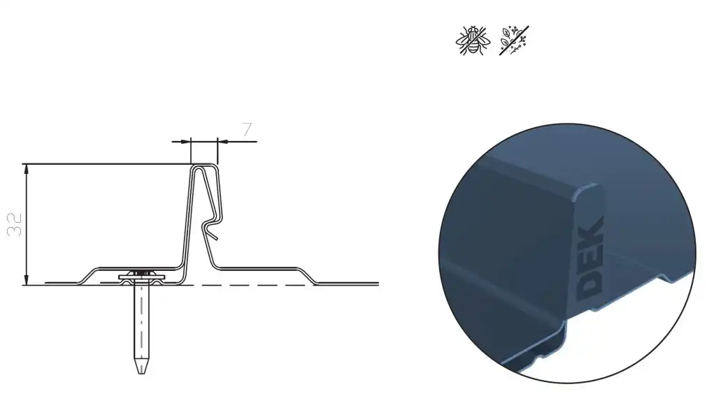 Zámek plechové střešní krytiny LINEDEK